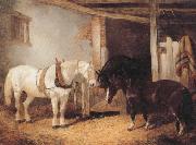 John Frederick Herring Three Horses in A stable,Feeding From a Manger France oil painting artist